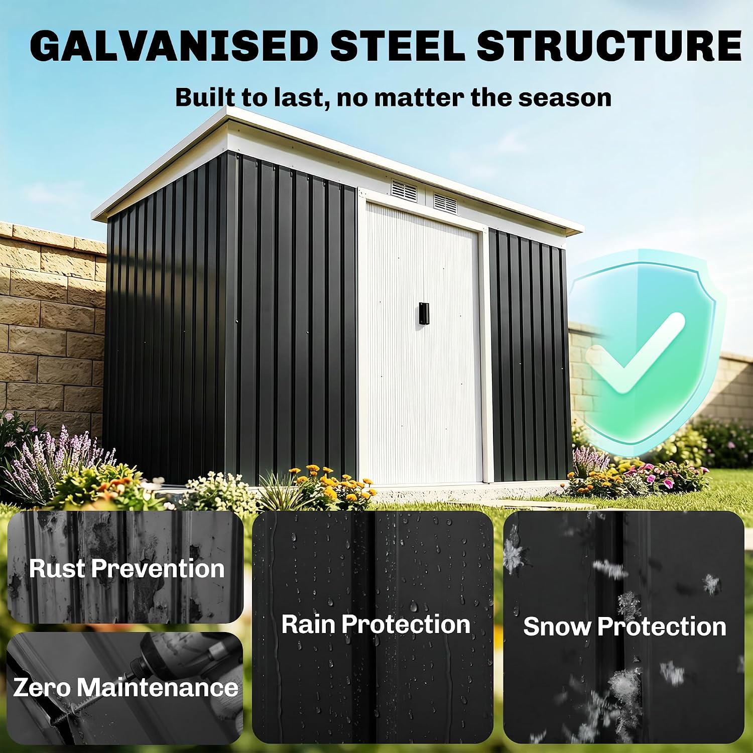 Outsunny 9' x 4' Outdoor Storage Shed, Metal Garden Tool House with Sloping Roof and Lockable Door for Backyard, Bike, Patio, Garage, Lawn, Gray