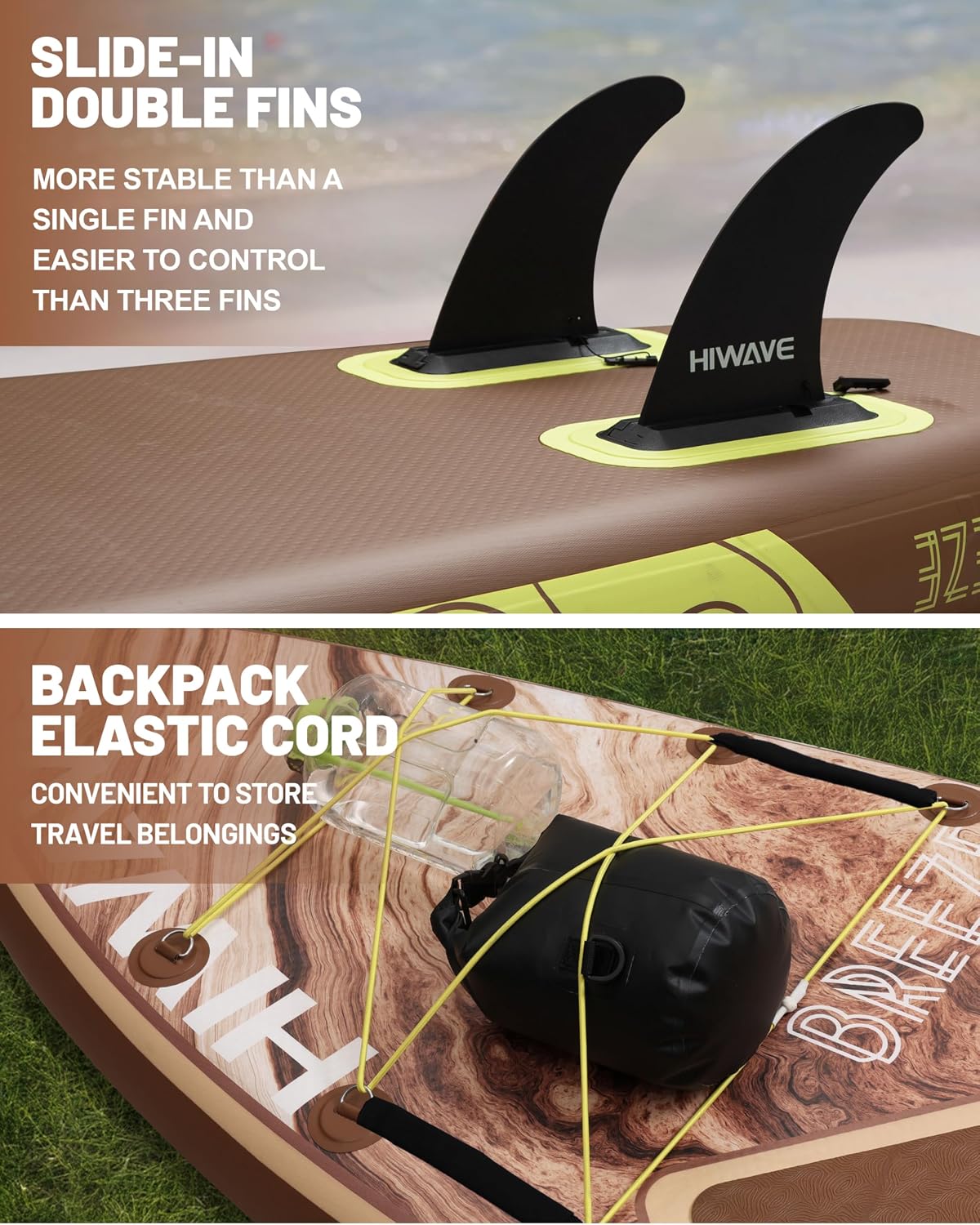 Hiwave Inflatable Stand Up Paddle Board 11'*34'*6' Sup Board, 420lbs Capacity Adult&Youth Paddle Board, Pet Friendly for Ocean&Lake, w/Double Action Hand Pump