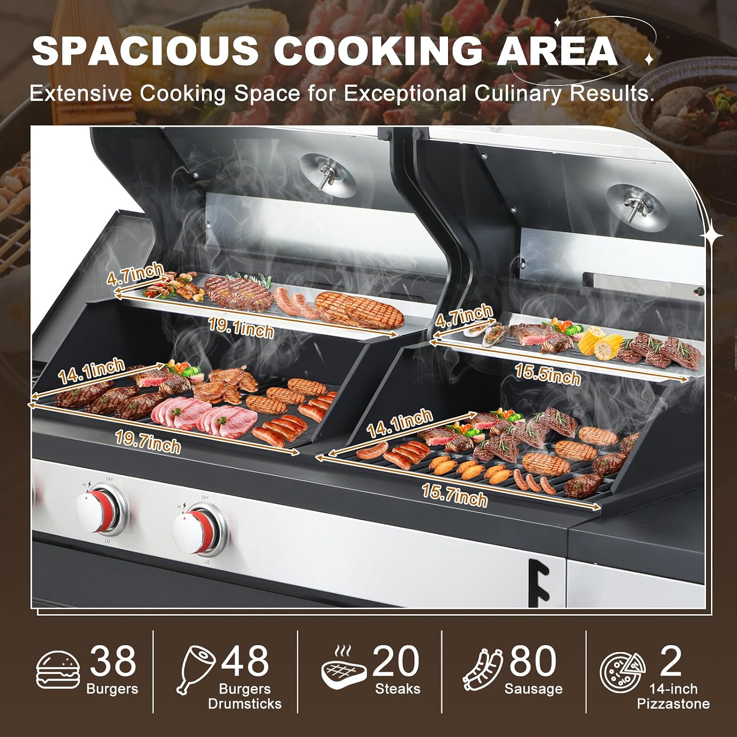 Gas and Charcoal Combo Grill with Side Burner, 37,230 BTU Outdoor BBQ Grill with Porcelain-Enameled Cast Iron Grates and Griddle Plate, Thermometer, Storage Cabinet Rack for Patio, Garden, Backyard
