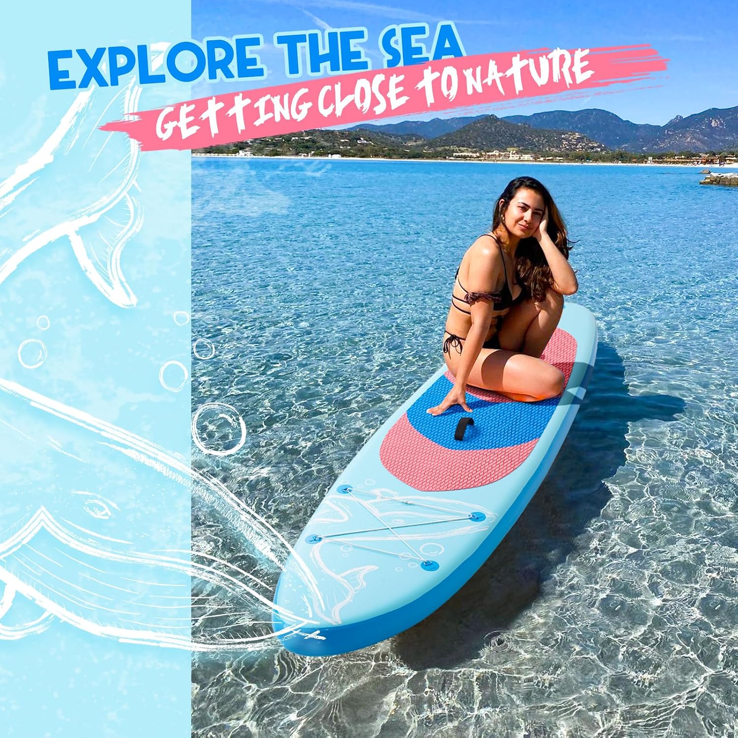 DAKUWAR Paddle Board 10'6''/10' Inflatable Stand Up Paddle Boards with SUP Accessories Ultra-Light Paddleboard Non-Slip Comfort Deck for Adults & Youth of All Skill Levels