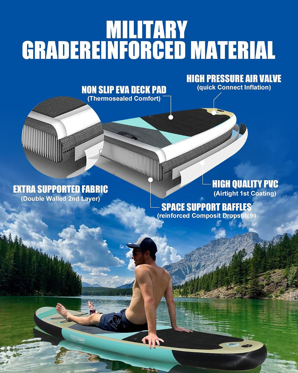 Inflatable Stand Up Paddle Board for Youth and Adults – Wide Sup with Premium Accessories, Blow Up Paddleboard for Surfing, Fishing, Yoga & More