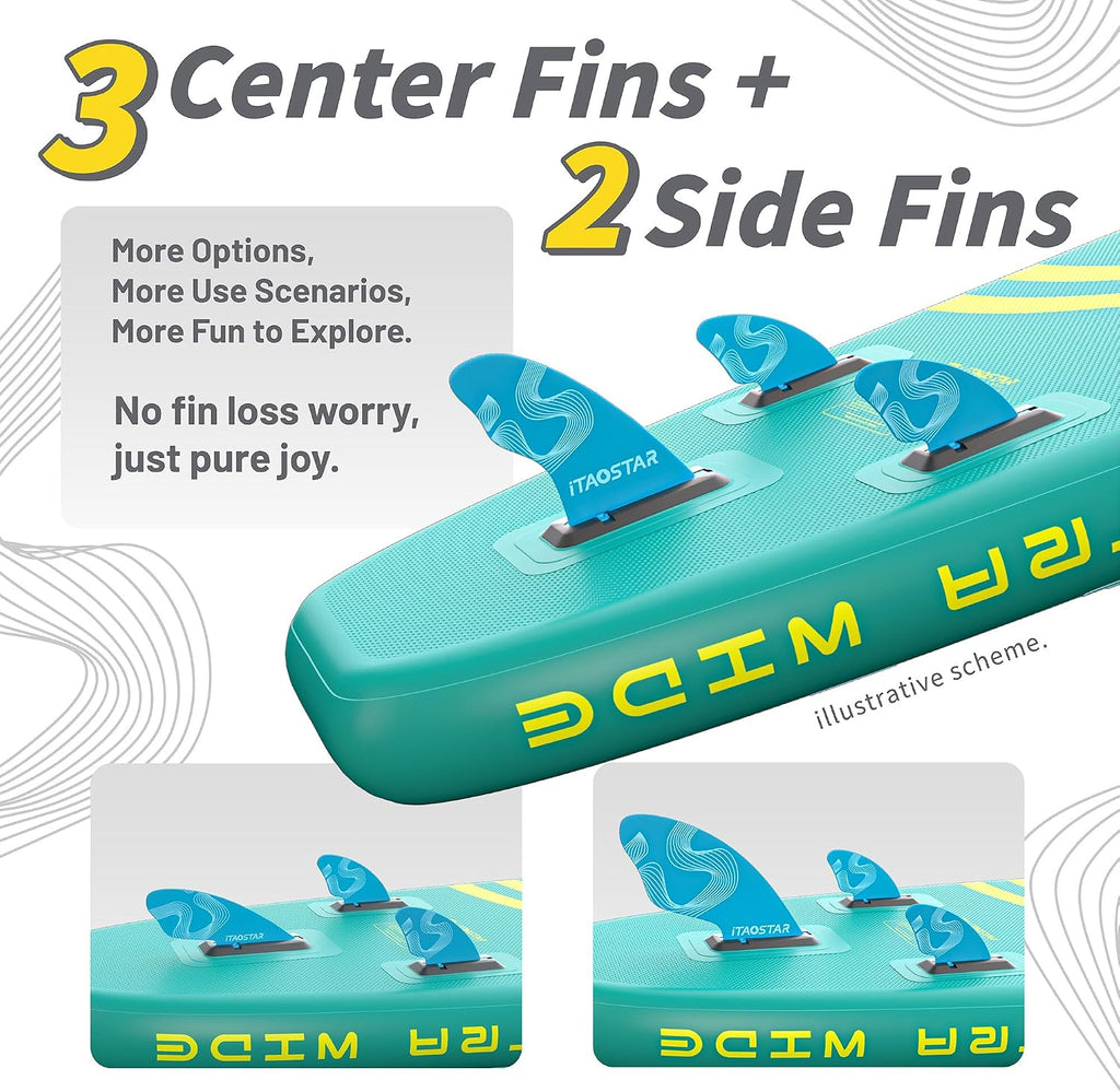 iTAOSTAR Daisy 11'6' × 35' Extra Wide Paddle Board with Seat, One-Stop Premium SUP Board Accessories, Tailored 5 Fins, Stable Stand Up Paddle Boards for Youth of All Skill Levels