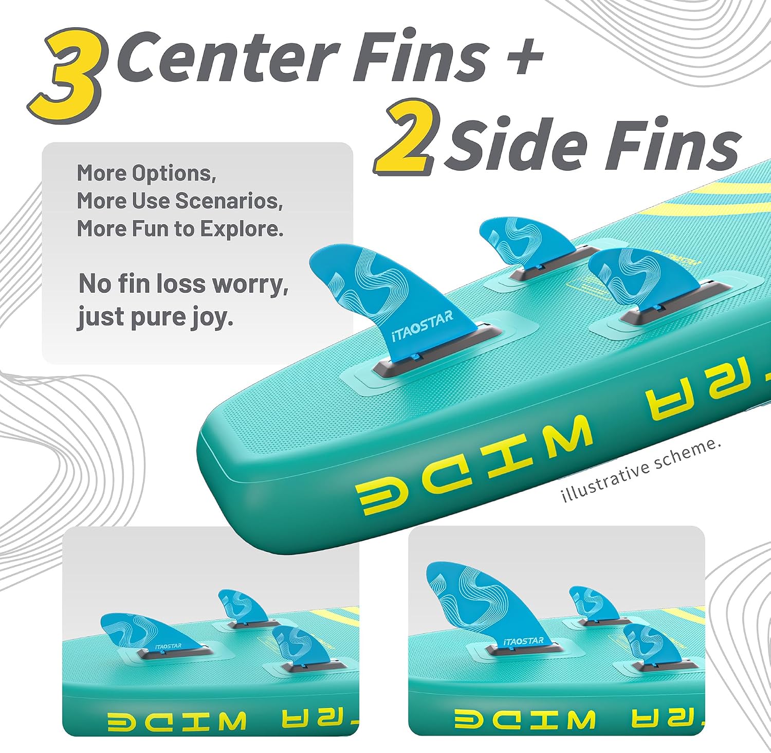 iTAOSTAR Daisy 11'6' × 35' Extra Wide Paddle Board with Seat, One-Stop Premium SUP Board Accessories, Tailored 5 Fins, Stable Stand Up Paddle Boards for Youth of All Skill Levels