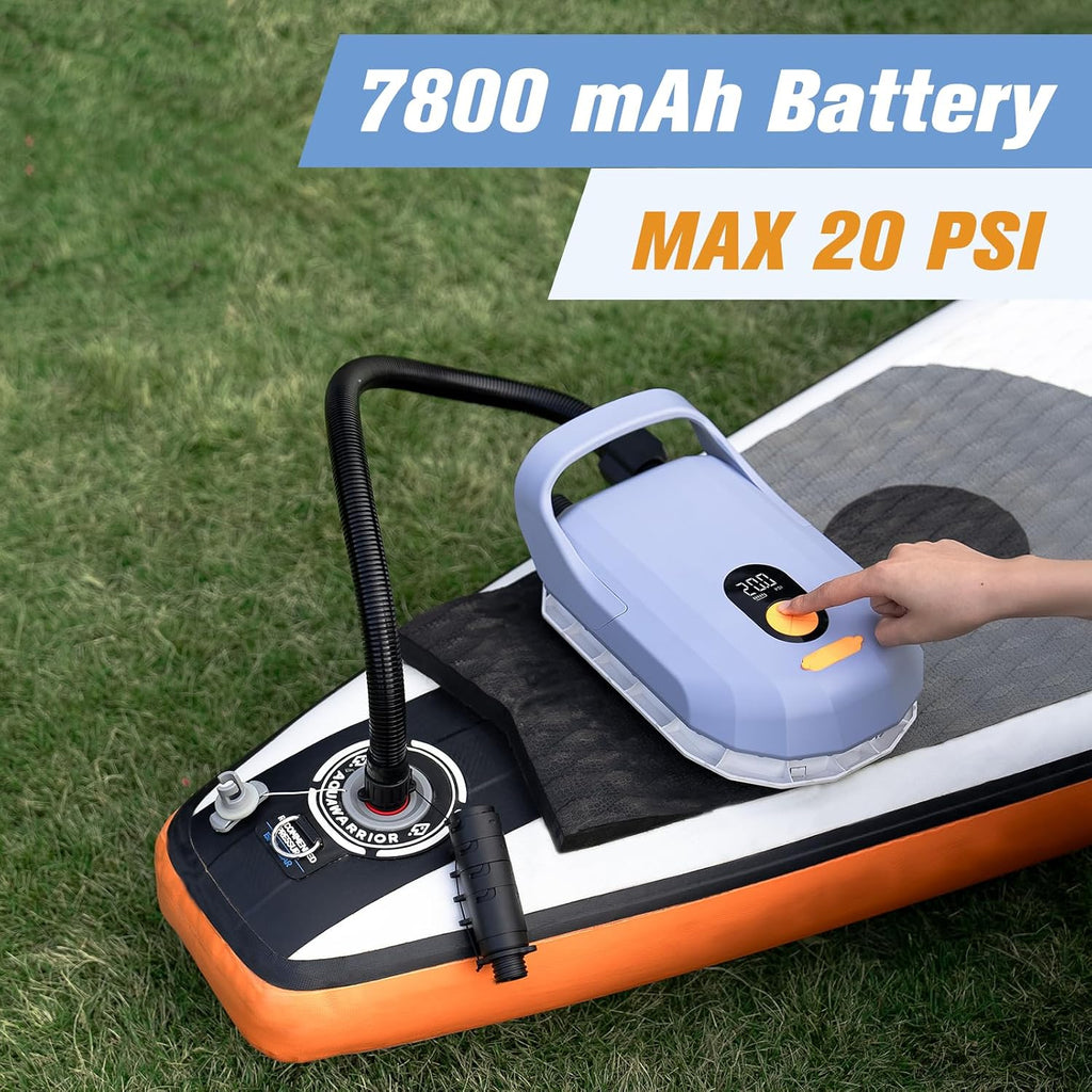 AIRBANK Rechargeable SUP Pump Whale Shark Pro, Fast Inflation & Deflation Paddle Board Pump 20PSI, Auto-Off Air Pump for Kayak, Inflatables, Boats, Kite Wings, Mattress