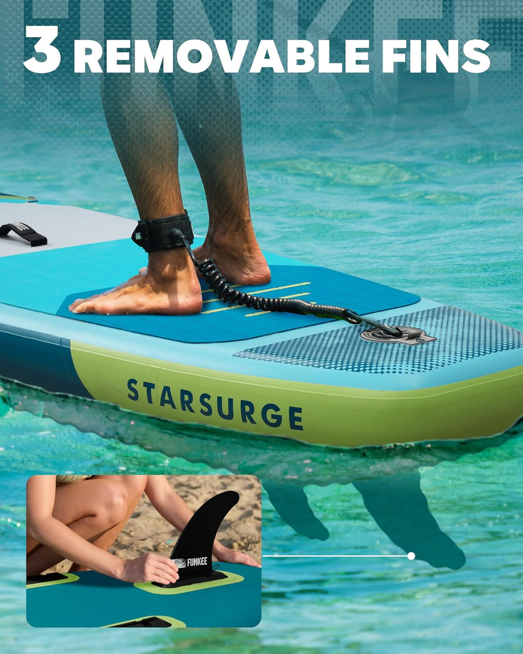 11'×34'×6' Extra Wide Inflatable Stand Up Paddle Board, Sup Board with Removable Fins, Backpack, Floating Paddle, Safety Leash, Floating Phone Case for Adults & Youth of All Skill Levels