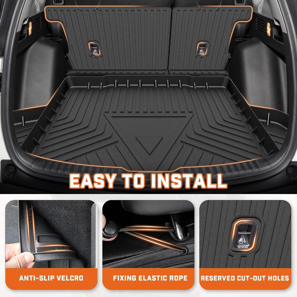 Mixsuper Floor Mat & Cargo Liner for Honda CRV 2017-2022(Not for Hybrid),All Weather TPE Floor mat with Backrest and Door Sill Guards CRV Accessories,Anti-Slip Floor Liners,Heavy Duty Car Mat,Black