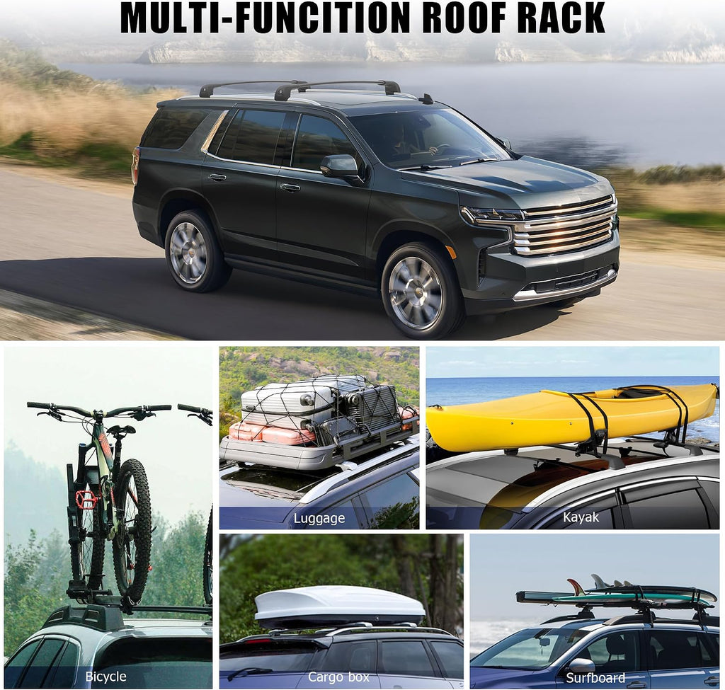 330LBS Lockable Roof Rack Cross Bars Fit for 2021 2022 2023 2024 2025 2026 Chevy Tahoe Suburban Yukon Escalade, Aluminum Crossbars Cargo Racks Rooftop Luggage Canoe Kayak