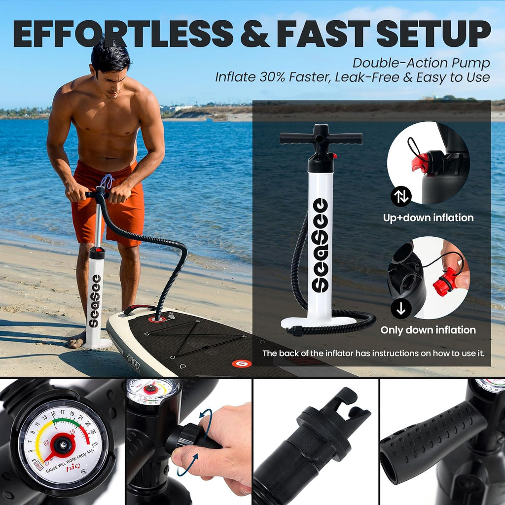 Inflatable Stand Up Paddle Board Includes Paddle, Dual Action Pump, and Accessories 11ft Lightweight iSUP, 33'*6' Wide Stable Design, Anti-Slip EVA Deck, Paddle Board for Adults