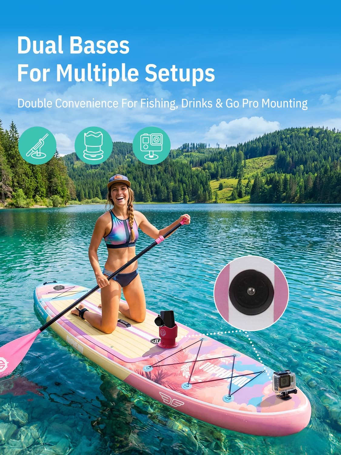 Niphean (Extra Large) Inflatable Paddle Board, SUP for 2+1 People/Family 500lbs Capacity Stand Up Paddle Board with SUP Accessories, StabilTrac Fin Non-Slip Paddleboard for Adults