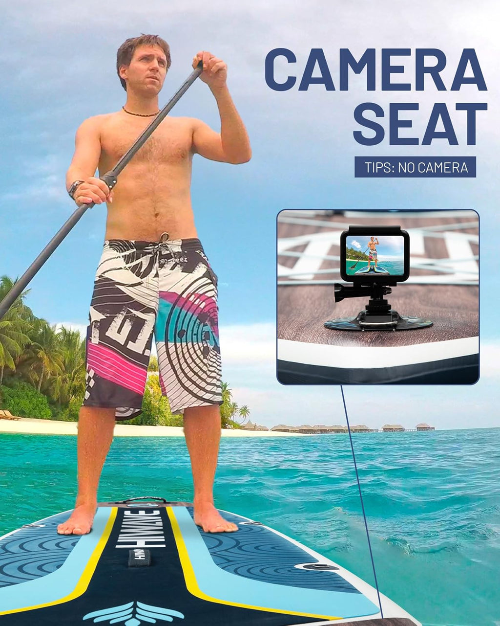 Hiwave Inflatable Paddle Board 11 '* 34 '* 6' Extra Wide Sup Board, 420lb Capacity Paddle Board for Adults, Suitable for Sea and Lakes, 2+1Family Board