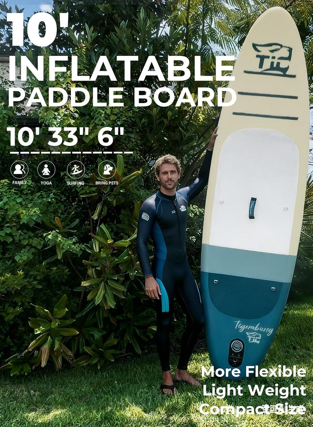 TIGERXBANG 11'6'/11'/10' Inflatable Paddle Board with Complete Accessories, Versatile Premium Paddle Boards for Adults/Youth, Stand Up Paddle Board Polar/Wave/Sunny Wave Collection