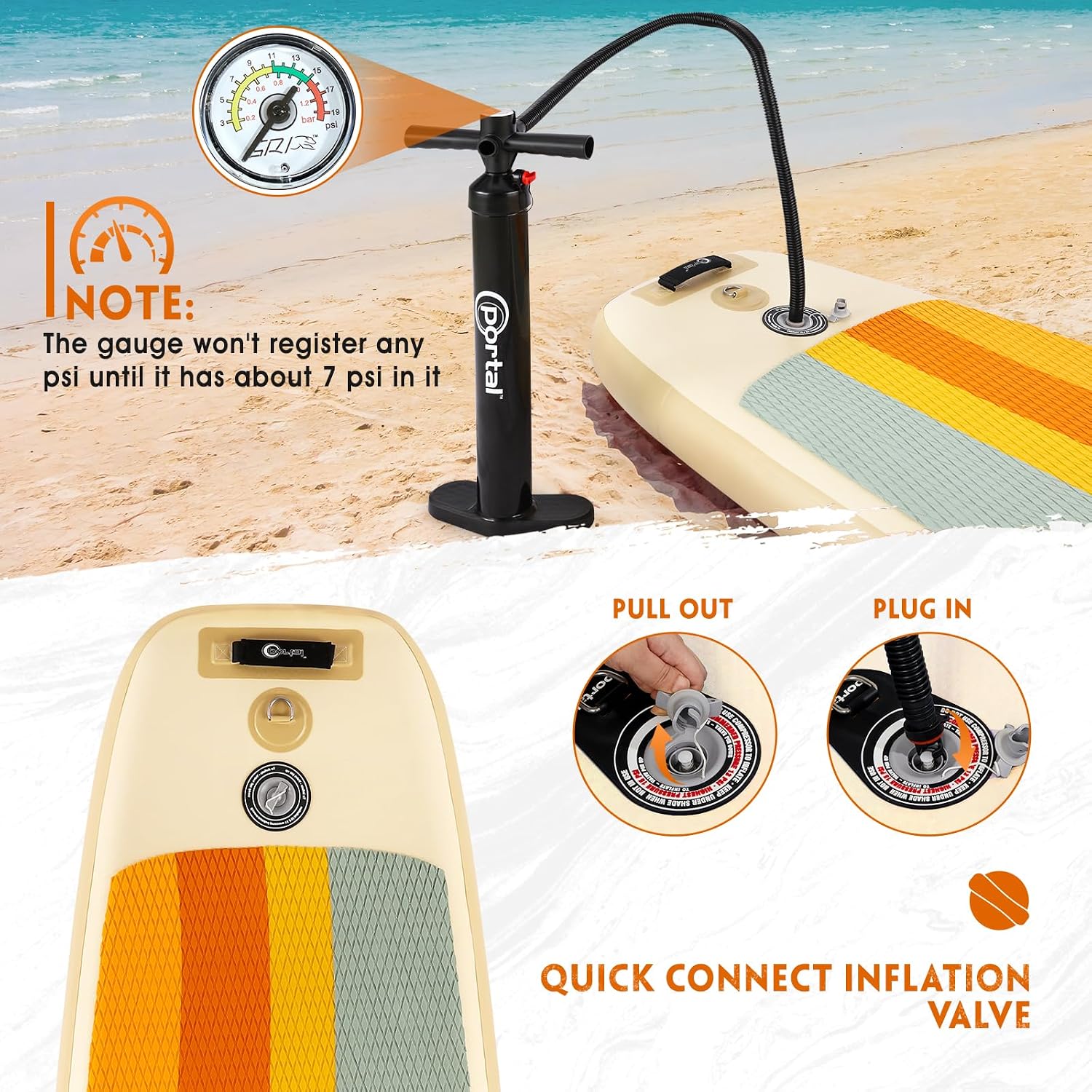 PORTAL SUP Inflatable Paddle Board for Adults 10'6'' Stand Up Paddleboard,Non-Slip Deck Blow up Paddle Boards with Adjustable Paddle, Carry Bag, and Repair Kit (Modern with Seat)
