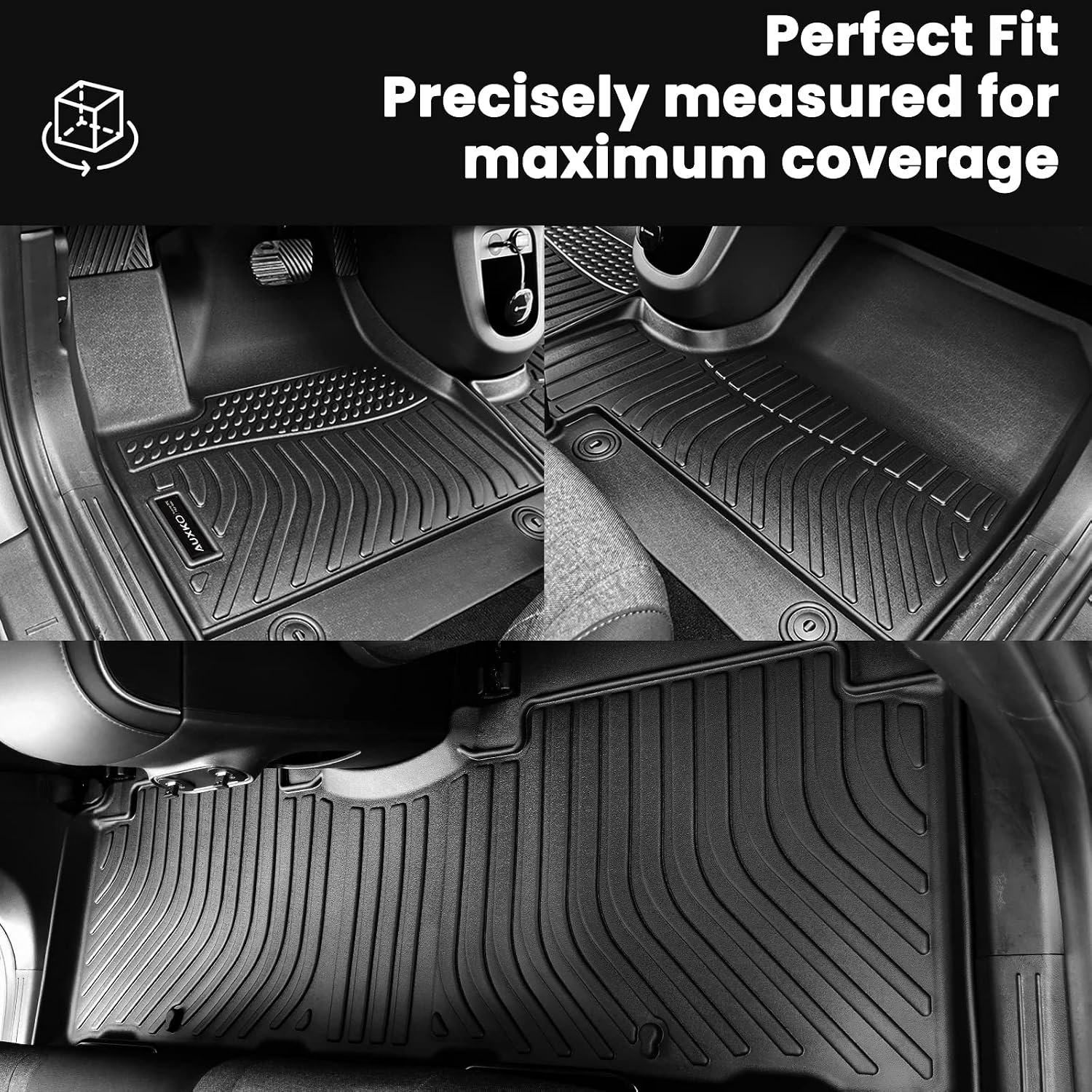 Auxko All Weather Floor Mats Cargo Mat for 2025 2026 Hyundai IONIQ 5 SE/SEL/SE Standard Range Unmovable Console Model TPE Liners All Season Accessories Guard Odorless Anti-Slip Floor Liners Trunk Tray