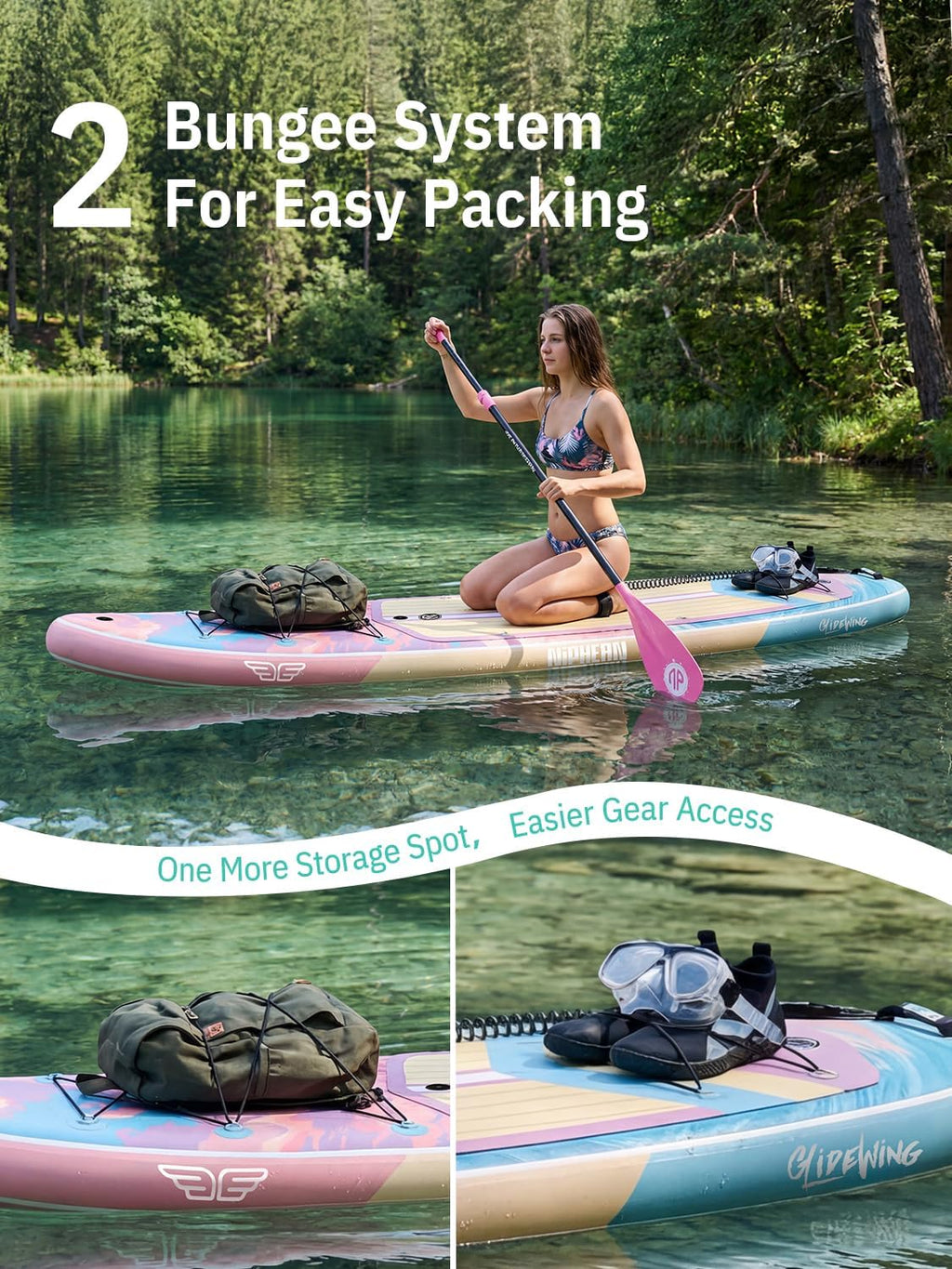 Niphean (Extra Large) Inflatable Paddle Board, SUP for 2+1 People/Family 500lbs Capacity Stand Up Paddle Board with SUP Accessories, StabilTrac Fin Non-Slip Paddleboard for Adults
