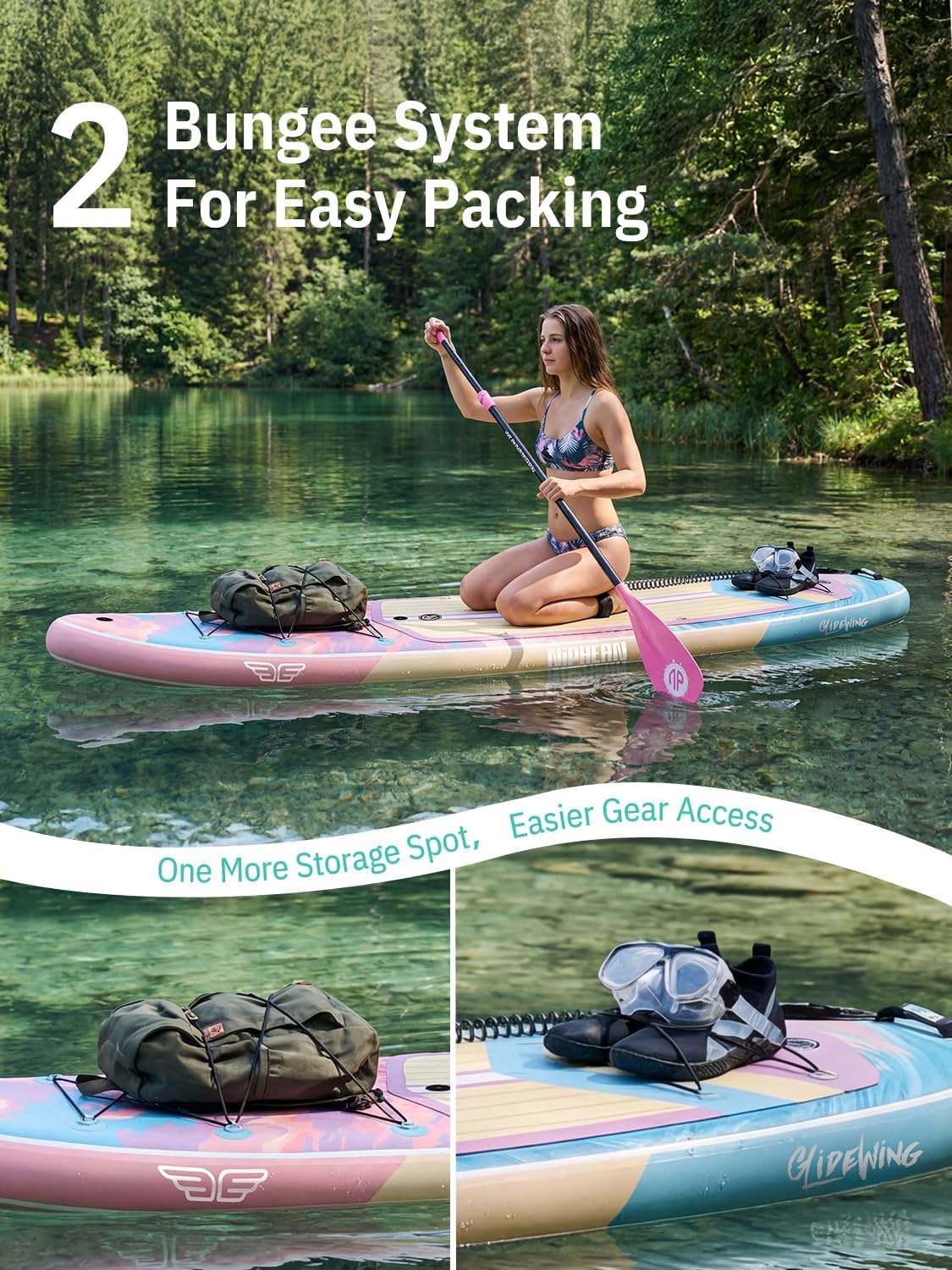 Niphean (Extra Large) Inflatable Paddle Board, SUP for 2+1 People/Family 500lbs Capacity Stand Up Paddle Board with SUP Accessories, StabilTrac Fin Non-Slip Paddleboard for Adults