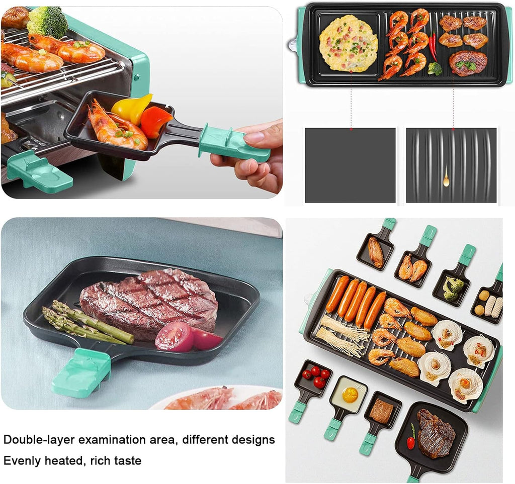 Grill for Outdoor Portable 2 in 1 Korean BBQ Grill Electric Indoor Adjustable Temperature Searing Grill with Non-Stick Bakeware and 6 Paddles Easy-to-Clean Suitable for 1-8 People Barbecue Grill