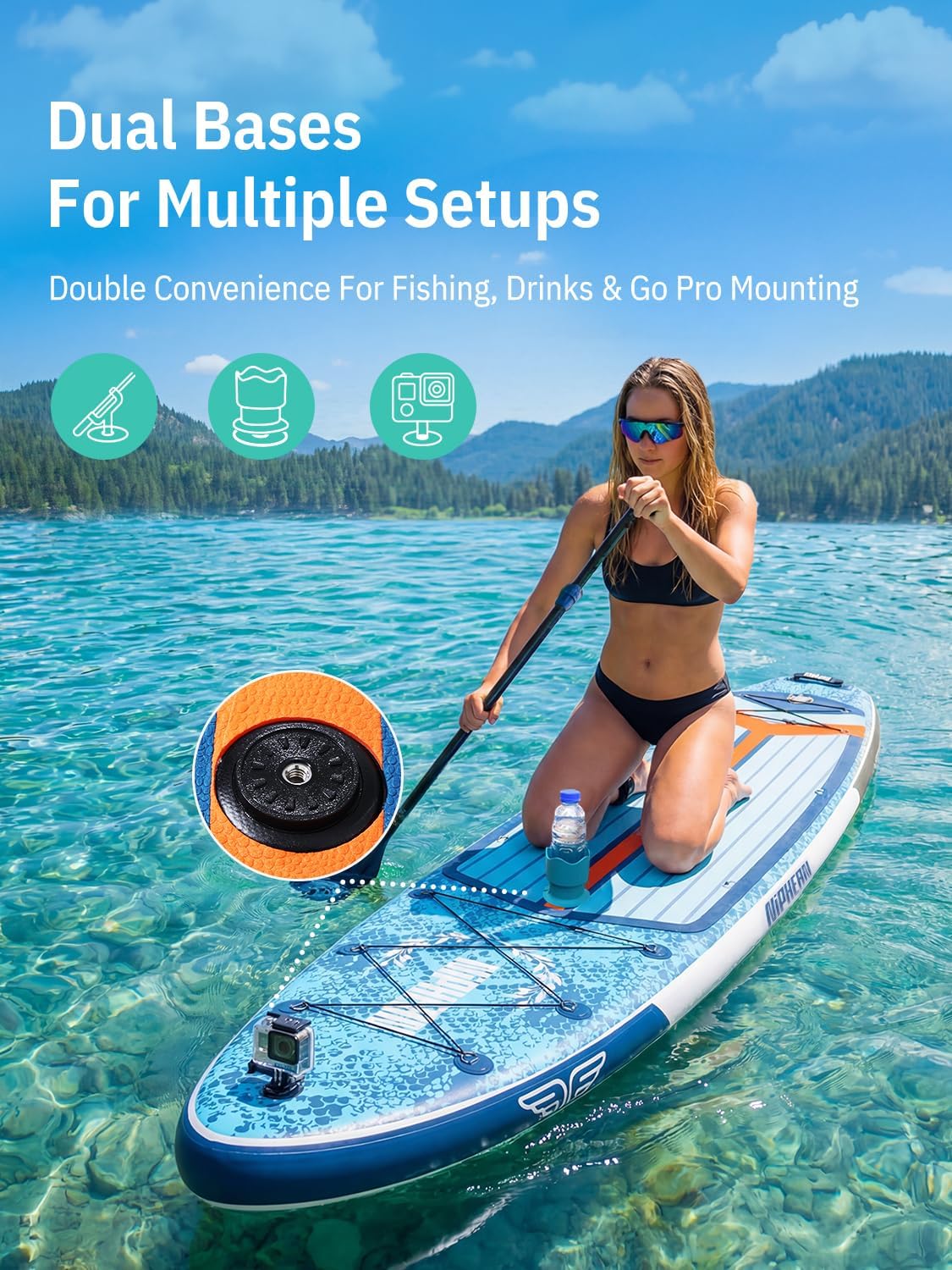 Niphean (Extra Large) Inflatable Paddle Board, SUP for 2+1 People/Family 500lbs Capacity Stand Up Paddle Board with SUP Accessories, StabilTrac Fin Non-Slip Paddleboard for Adults