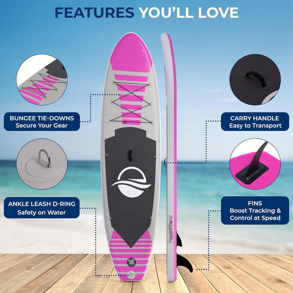 SereneLife Inflatable Stand Up Paddle Board - Wide Stable Design, Non-Slip Deck for Adults & Youth with Premium Paddle Board Accessories: Carry Bag, Dual Action Pump, Paddle, Ankle Leash