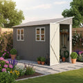 4' x 10' Metal Garden Shed Lockable Doors,Outdoor Storage Shed with Double Windows,Waterproof Shed Outside Storage Clearance for Backyard Patio