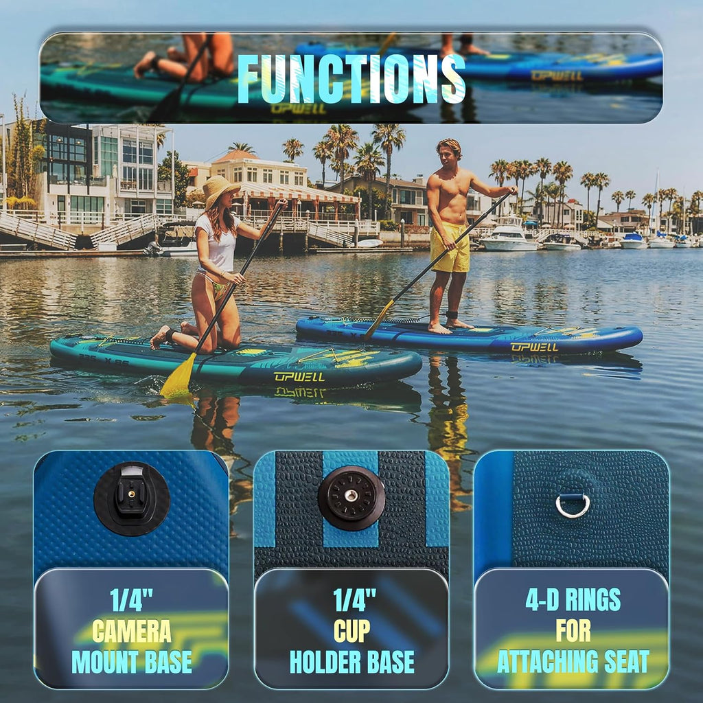 UPWELL 11'×34' Stand Up Paddle Board, SUP Board for Adults & Teens, Inflatable SUP Board with Premium Accessories, 120L Backpack, Paddle, Leash, Hand Pump, Fins