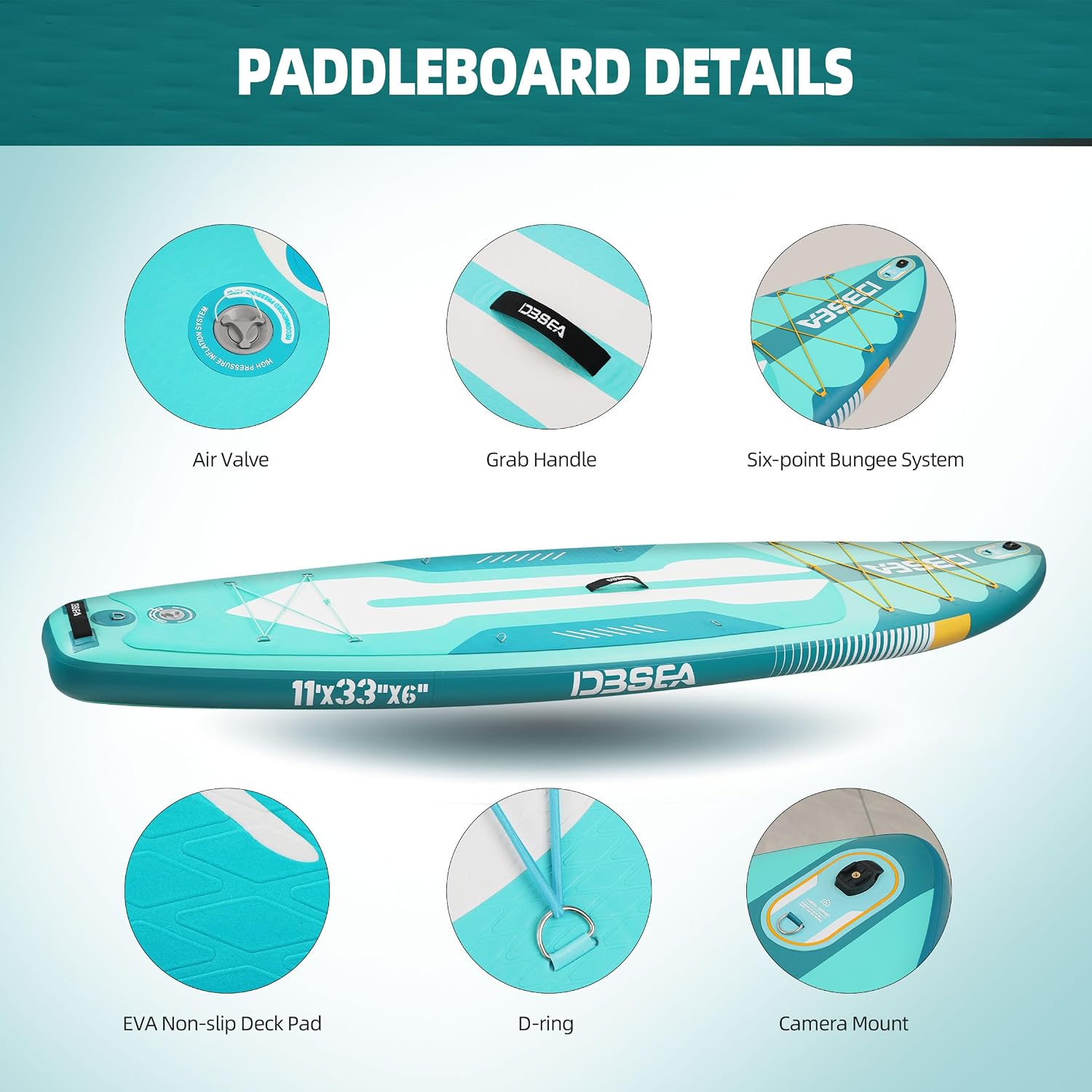 11 ft Inflatable Paddle Board with SUP Accessories, Non Slip EVA Deck, Extra Long Extra Wide iSUP, All Around Stand Up Paddle Board for Adults & Youth