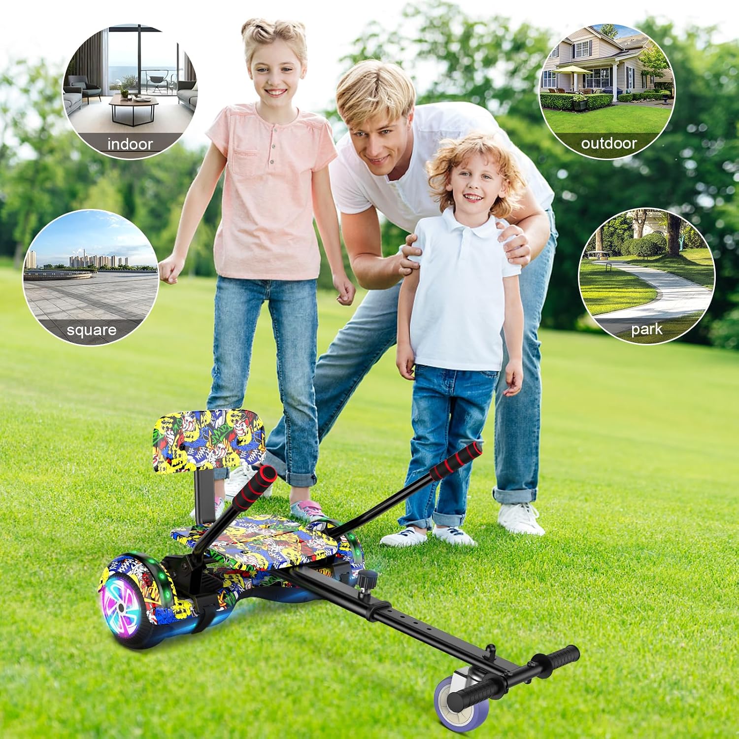 LIEAGLE Hoverboard, 6.5' Self Balancing Scooter Hover Board with Bluetooth Wheels LED Lights for Kids Adults
