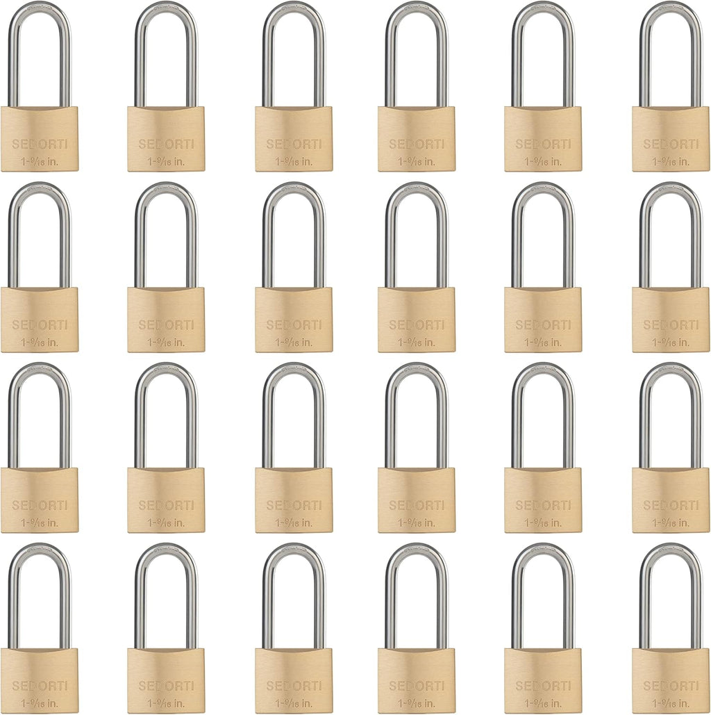 SEDORTI Weatherproof Padlock with Stainless Steel 304 Long Shackle and Solid Brass Body, 1-9/16 in. Wide, 24 Padlocks Keyed Alike, Marine Grade Rustproof Lock for Outdoors Use YNBSP2440