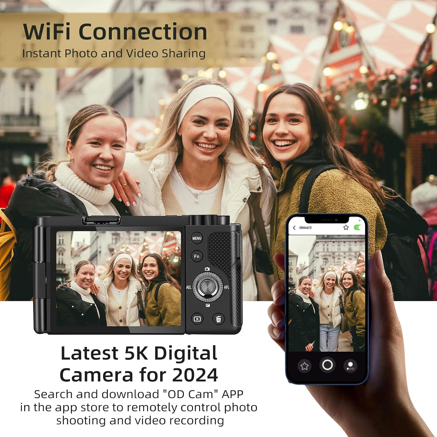 ORDRO G730 5K Digital Camera 12x Optical Zoom, 3.2' Vari-Angle Touchscreen, Auto/Manual Focus for Vlogging and Photography