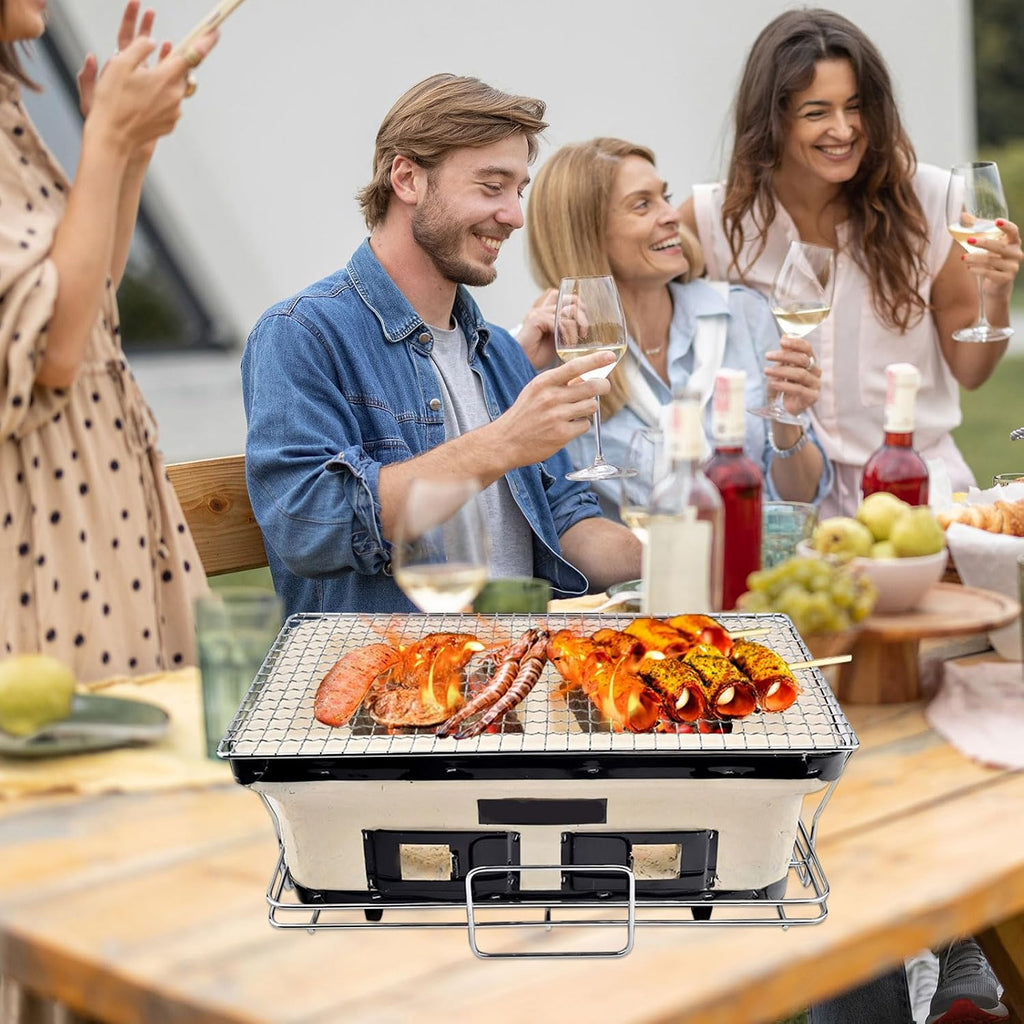 AIZYR Japanese Yakiniku Grill Clay Tabletop BBQ Grill, Charcoal Stove Korean Barbecue Grill, Household Charcoal Gril for Home Outdoor Camping Traveling