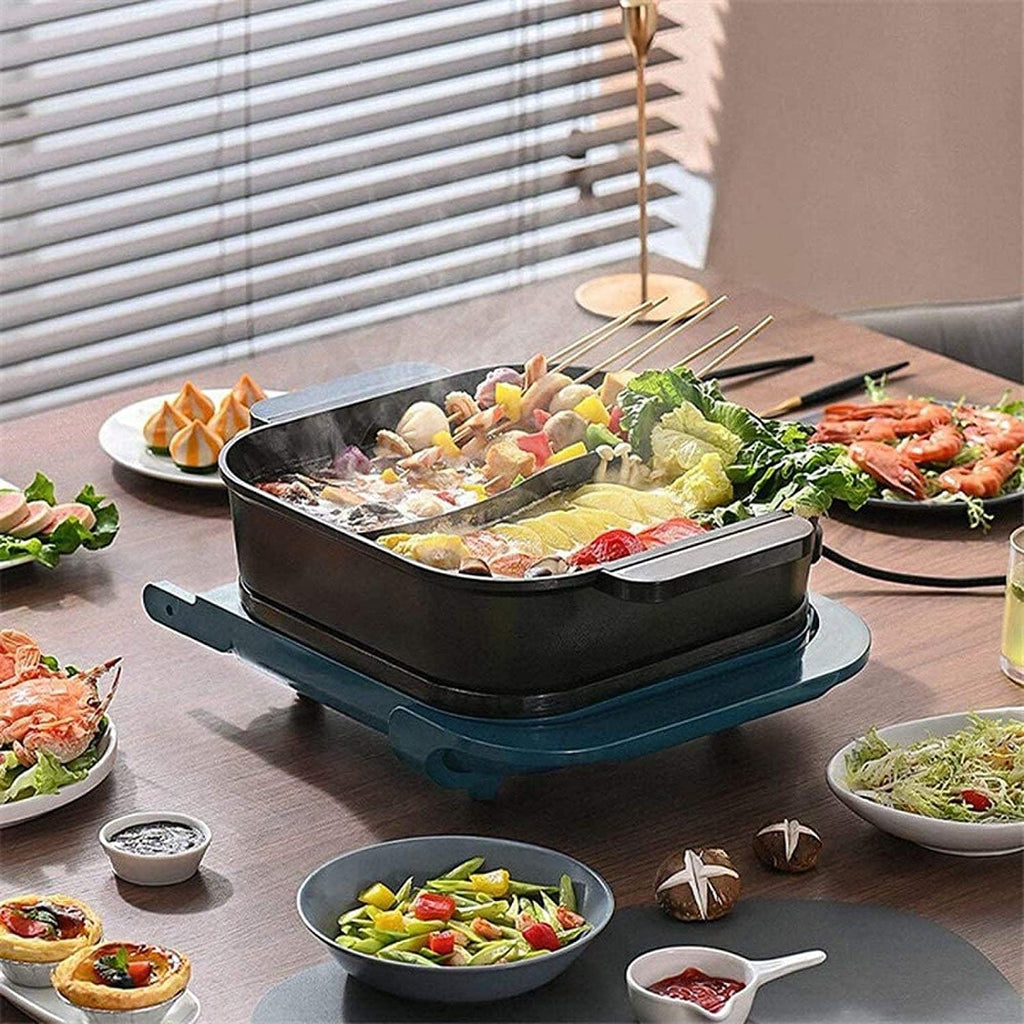 Electric BBQ Grill Indoor Electric Hot Pot Household Hot Pot Barbecue Integrated Pot Detachable Separate Hot Pot Roasting Pan Indoor Smokeless Healthy