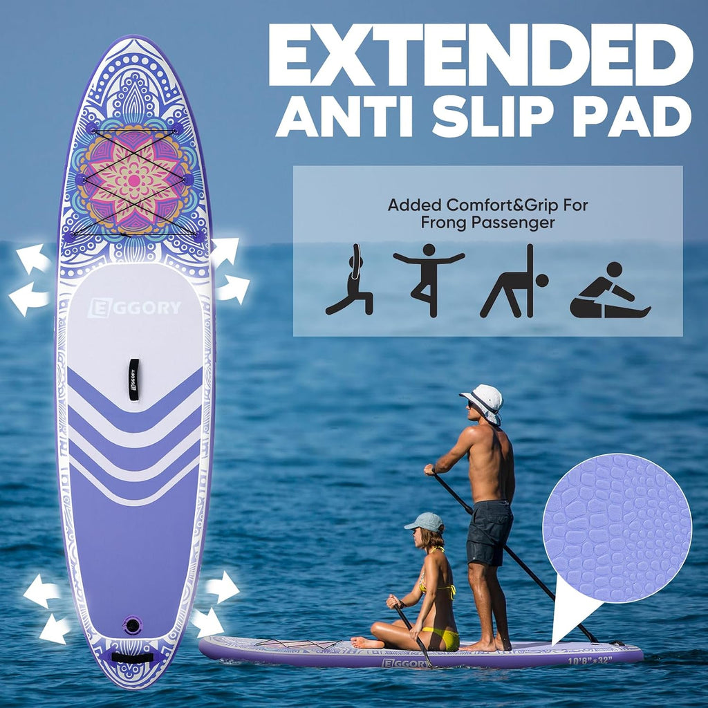 Inflatable Paddle Board,Stand Up Paddle Board Set, Extra Wide SUP Board with Removable Fin, Floating Paddle, Hand Pump, Waterproof Phone Pouch,Traveling Board