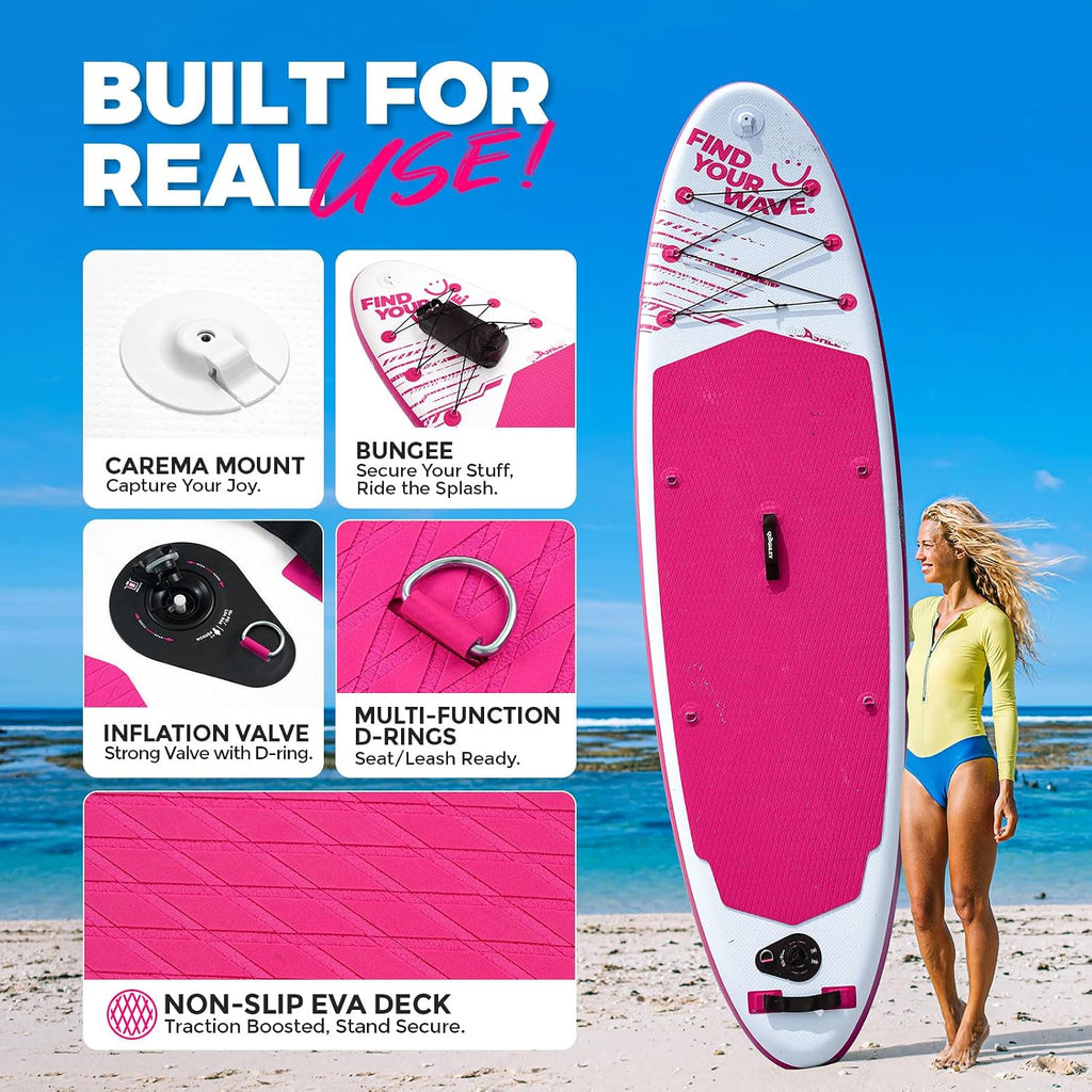 Quashley Inflatable Stand Up Paddle Board,Inflatable Paddleboards 32/34 Inch Wide,All Around SUP for Beginners with Lightweight Paddle,Hand Pump,Backpack,Leash,Durable & Portable iSUP Board
