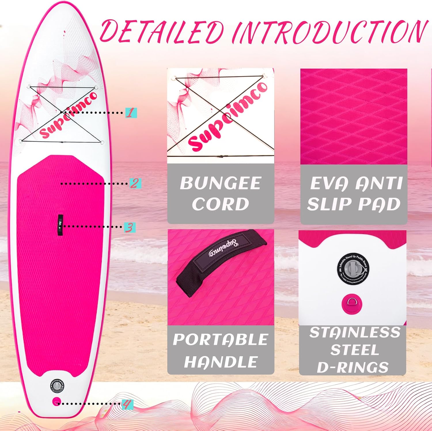 Inflatable Stand Up Paddle Board - Upgraded Glue-Free Hot Melt Technology, Long Service Life, 10'6', Anti-Slip EVA Deck, Full SUP Accessories, Included for Adults Youth All Skill Levels