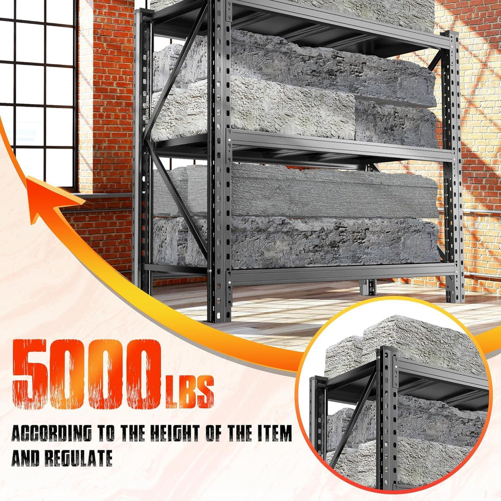 3-Tier Garage Shelving, 63''H*67''W*20''D Metal Storage Shelf,5000 lbs Heavy Duty Unit Shelves, Upgraded Reinforced Double-Layer Columns for Basement Kitchen Pantry Large Warehouse Rack