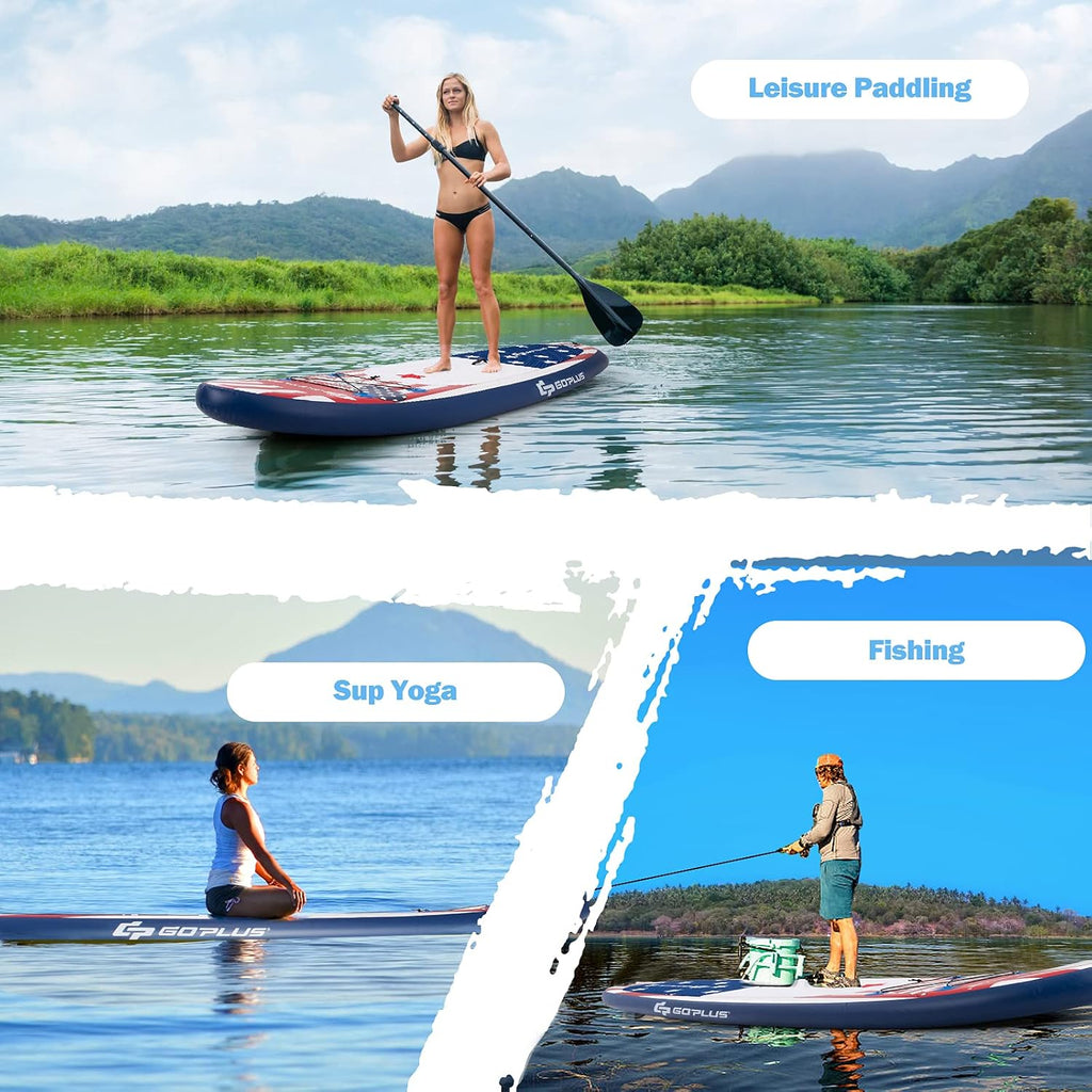 Goplus Inflatable Stand Up Paddle Board, 10FT/10.5FT/11FT SUP with Accessory Pack, Adjustable Paddle, Carry Bag, Fin, Hand Pump, Leash, Repair Kit
