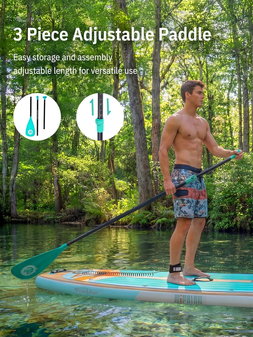Niphean (Extra Large) Inflatable Paddle Board, SUP for 2+1 People/Family 500lbs Capacity Stand Up Paddle Board with SUP Accessories, StabilTrac Fin Non-Slip Paddleboard for Adults