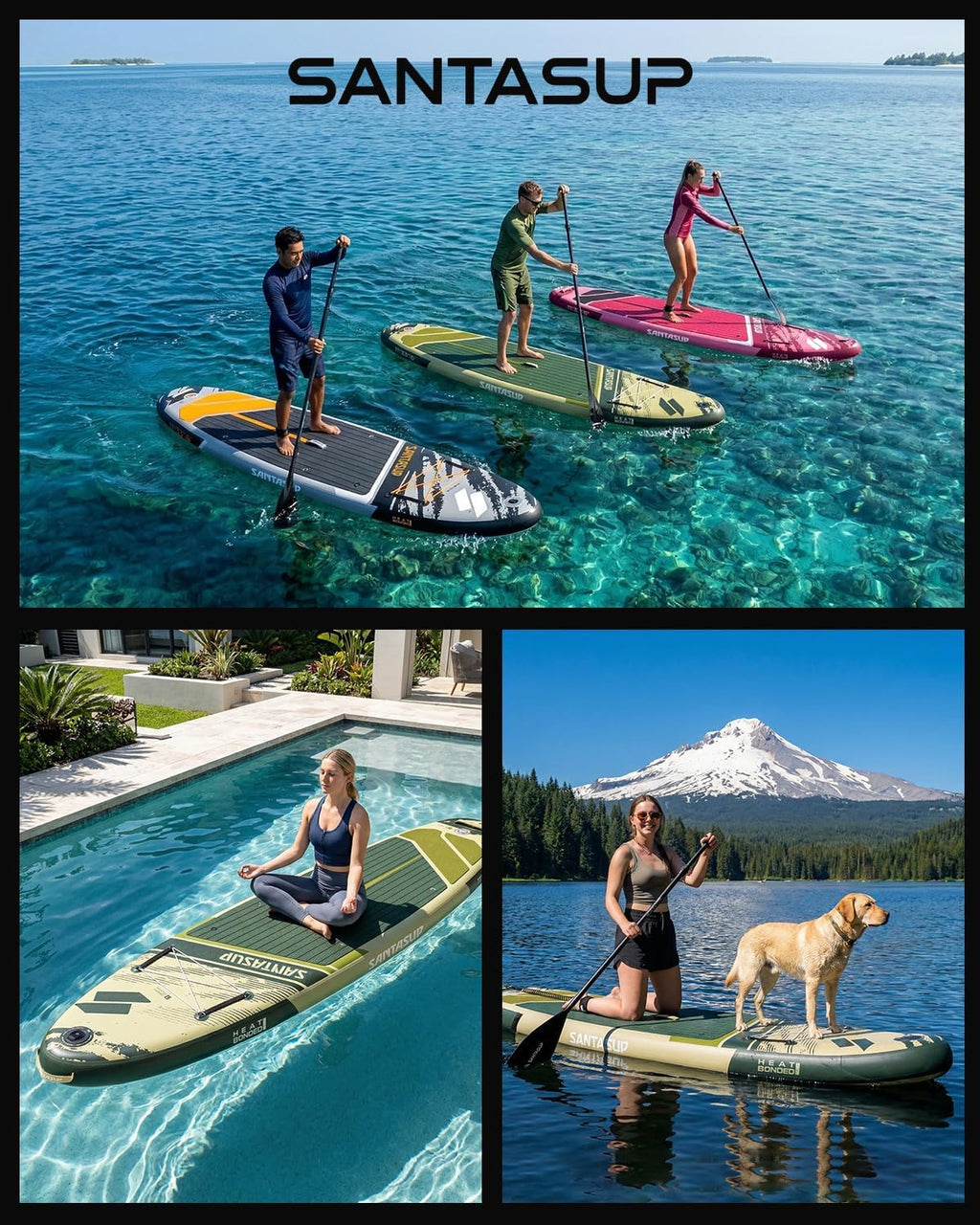 Inflatable Stand Up Paddle Board with SUP Accessories, Anti-Slip EVA Deck, 10'6'/11' Wide Stance Board, Sup Board for Adults & Youth of All Skill Levels Backpack