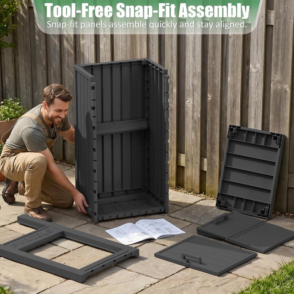 Large Package Delivery Boxes for Outside Waterproof Parcel Drop Storage Box UV Resistant Resin Lockable Secure for Outdoor Porch Patio (Black-2)