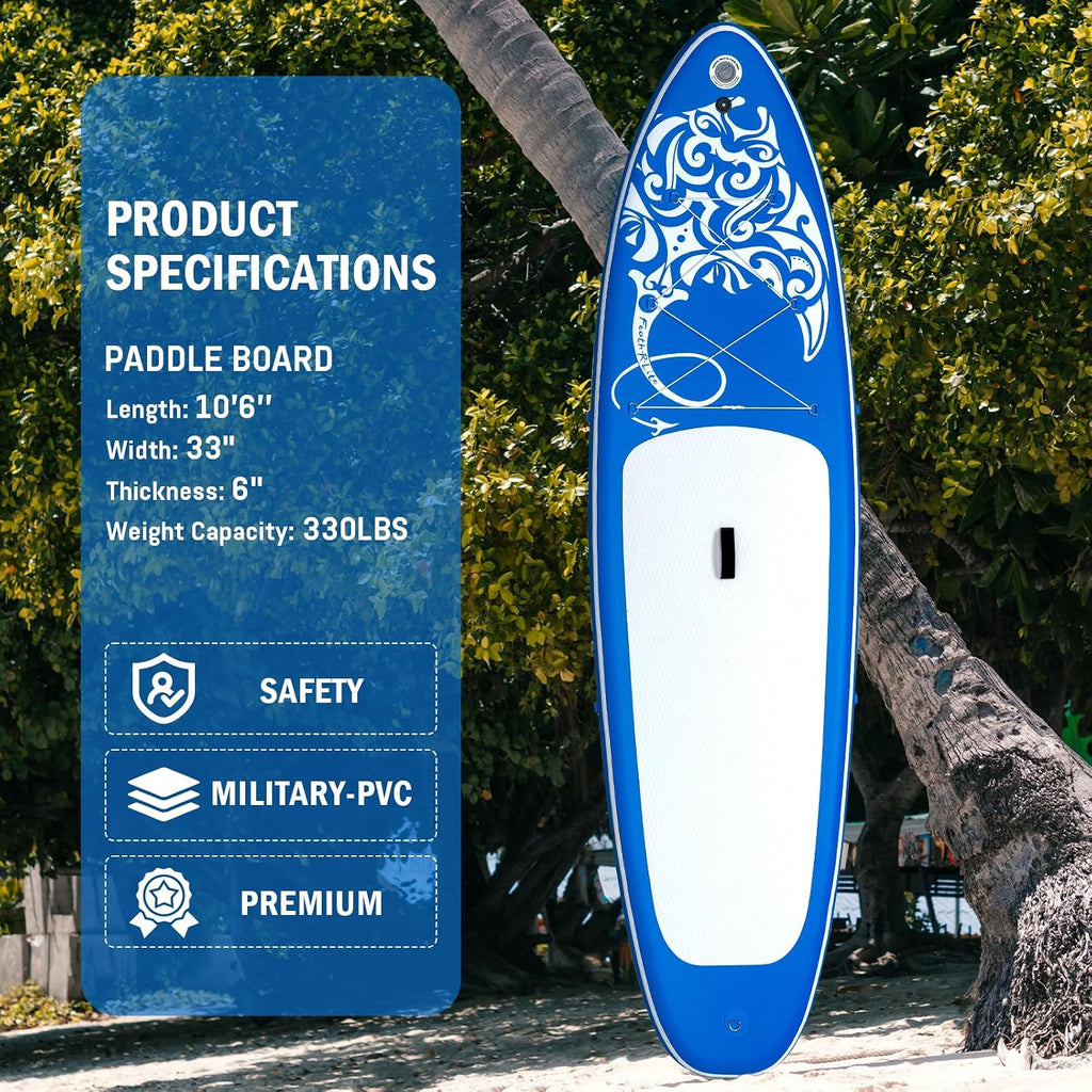 FEATH-R-LITE Inflatable Paddle Board Stand Up Paddleboards for Adults SUP with Premium Accessories Pump, Adjustable Paddle, Leash, Three Fins, Backpack