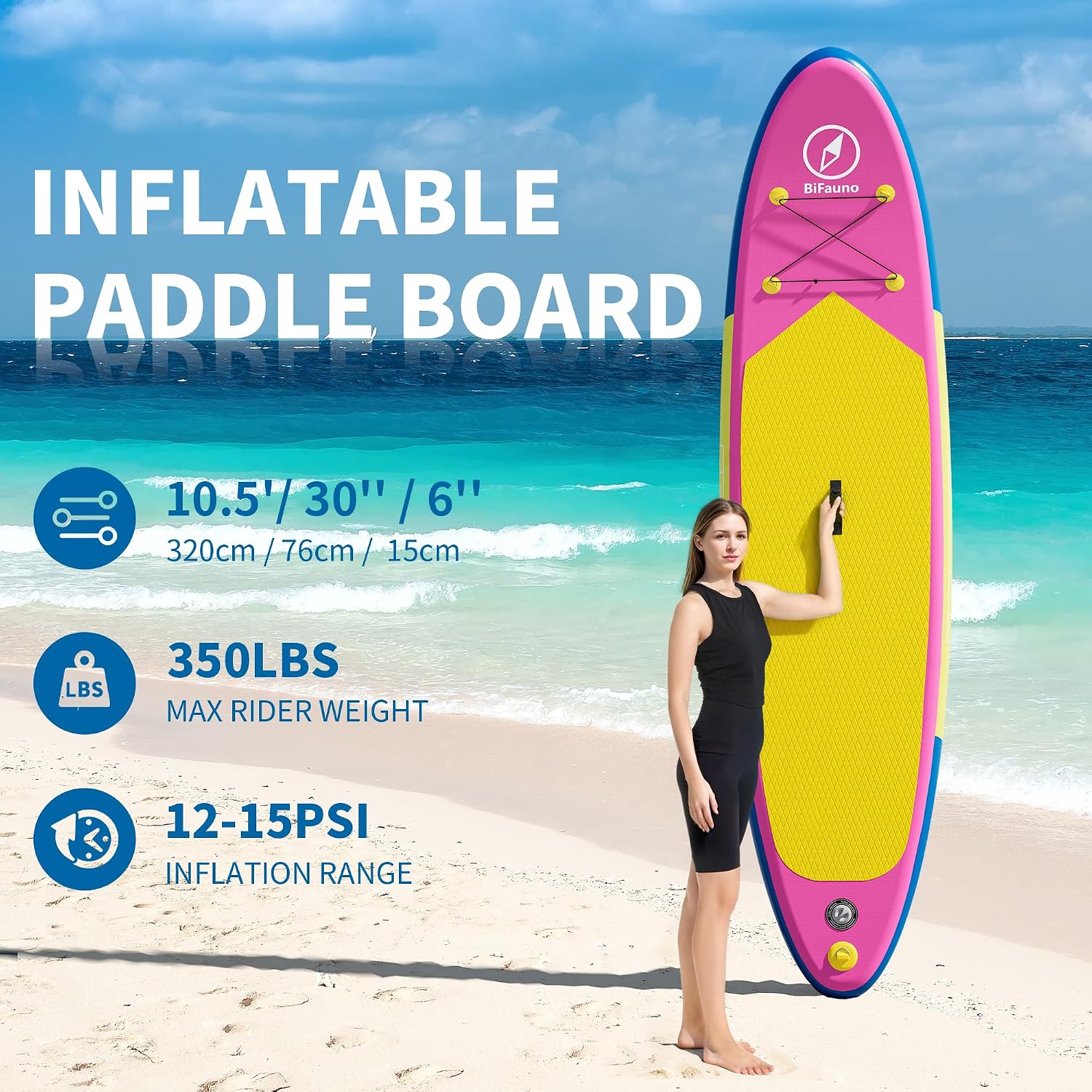 Bifanuo Inflatable Stand Up Paddle Board with SUP Accessories and Backpack
