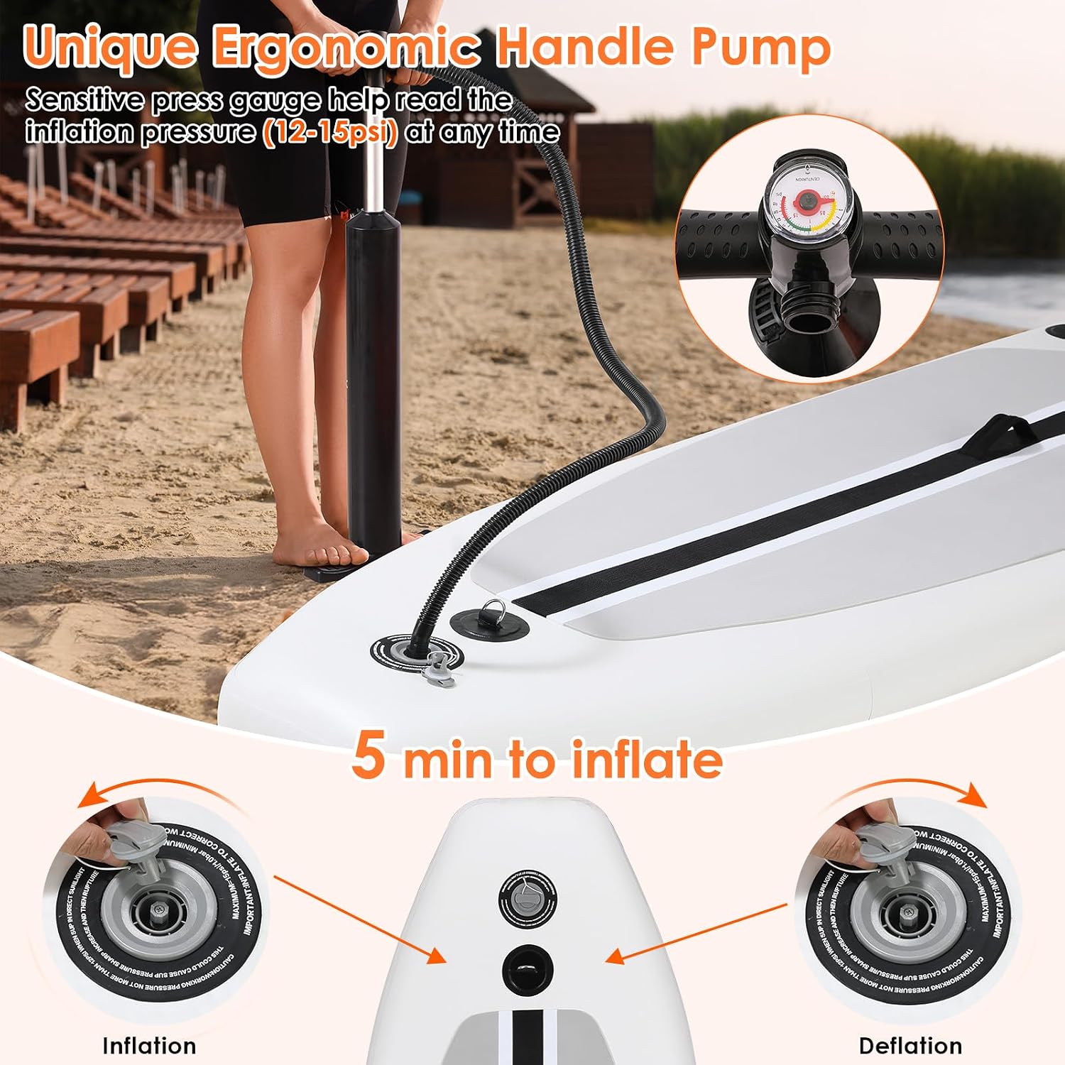 Clevich 10FT Stand Up Paddle Board, Inflatable Paddleboard with SUP Accessories & Carry Bag, Paddle, Hand Pump, Non-Slip Deck, Repair Kit,Leash, 400LBS
