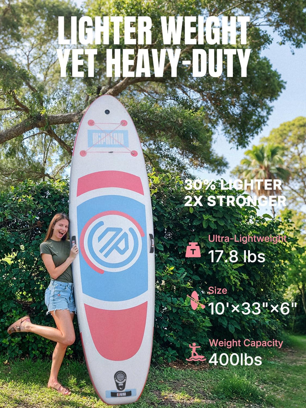 Niphean（Ultra-Light） Inflatable Paddle Board with StabilTrac Fin and Durable SUP Accessories, 10' Stand Up Paddle Boards for Adults & Youth, Versatile Yoga Paddle Board, Gift Ideas