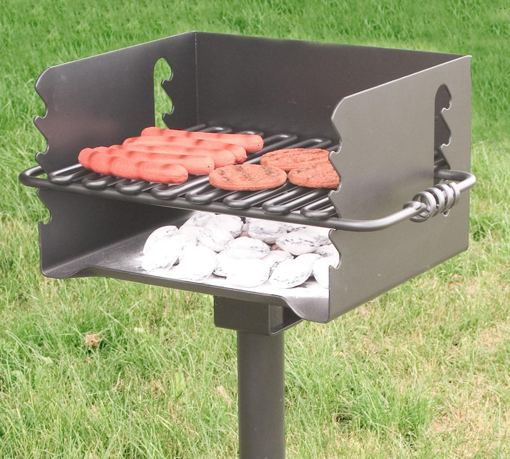 Pilot Rock CBP-135 Charcoal Grill, Park Style Outdoor BBQ Camping Grill with Swivel