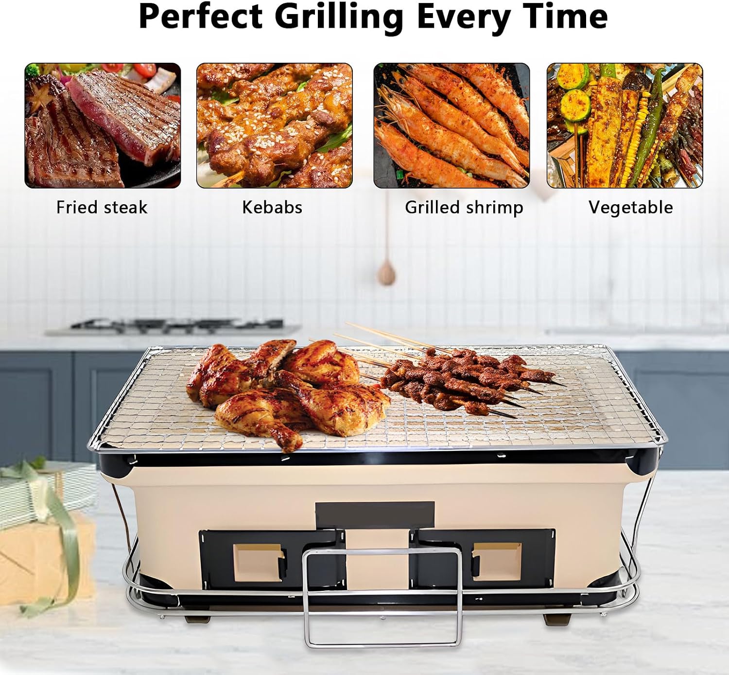 AIZYR Portable BBQ Grill Japanese Barbecue Grill Handmade Using Clay, Tabletop BBQ Charcoals Stove Yakitori Grill for Outdoor Picnic Camping Backyard