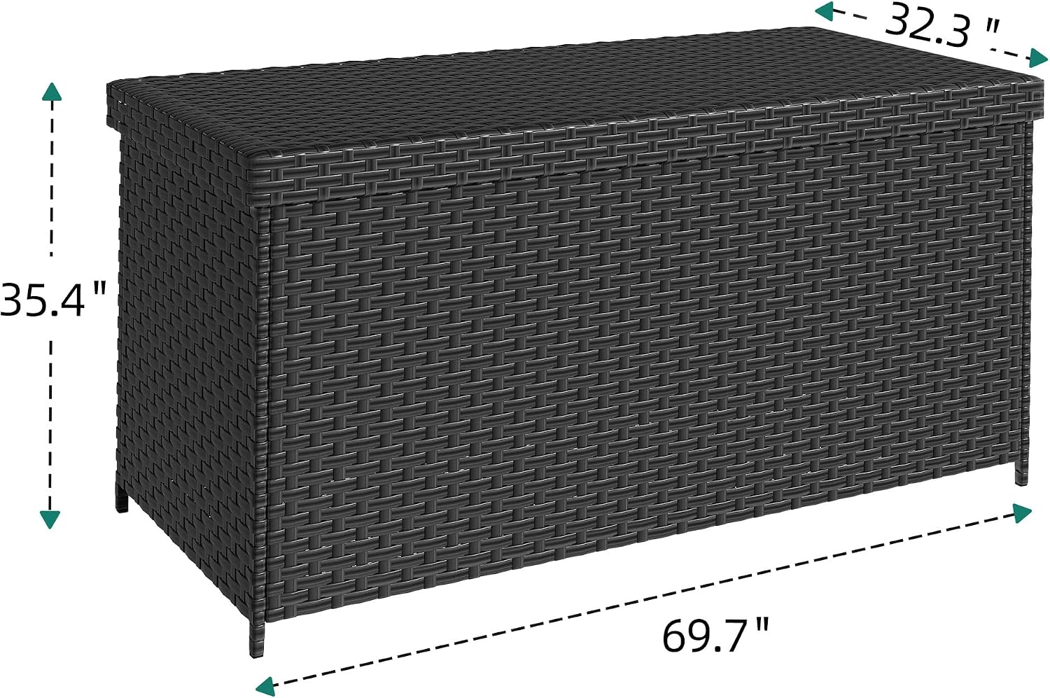 DWVO 260Gal XXL Outdoor Storage Box | All-Weather PE Wicker Deck Box with Waterproof Inner Bag & Elevated Feets | Patio, Pool, Garden Tools Container (Black)