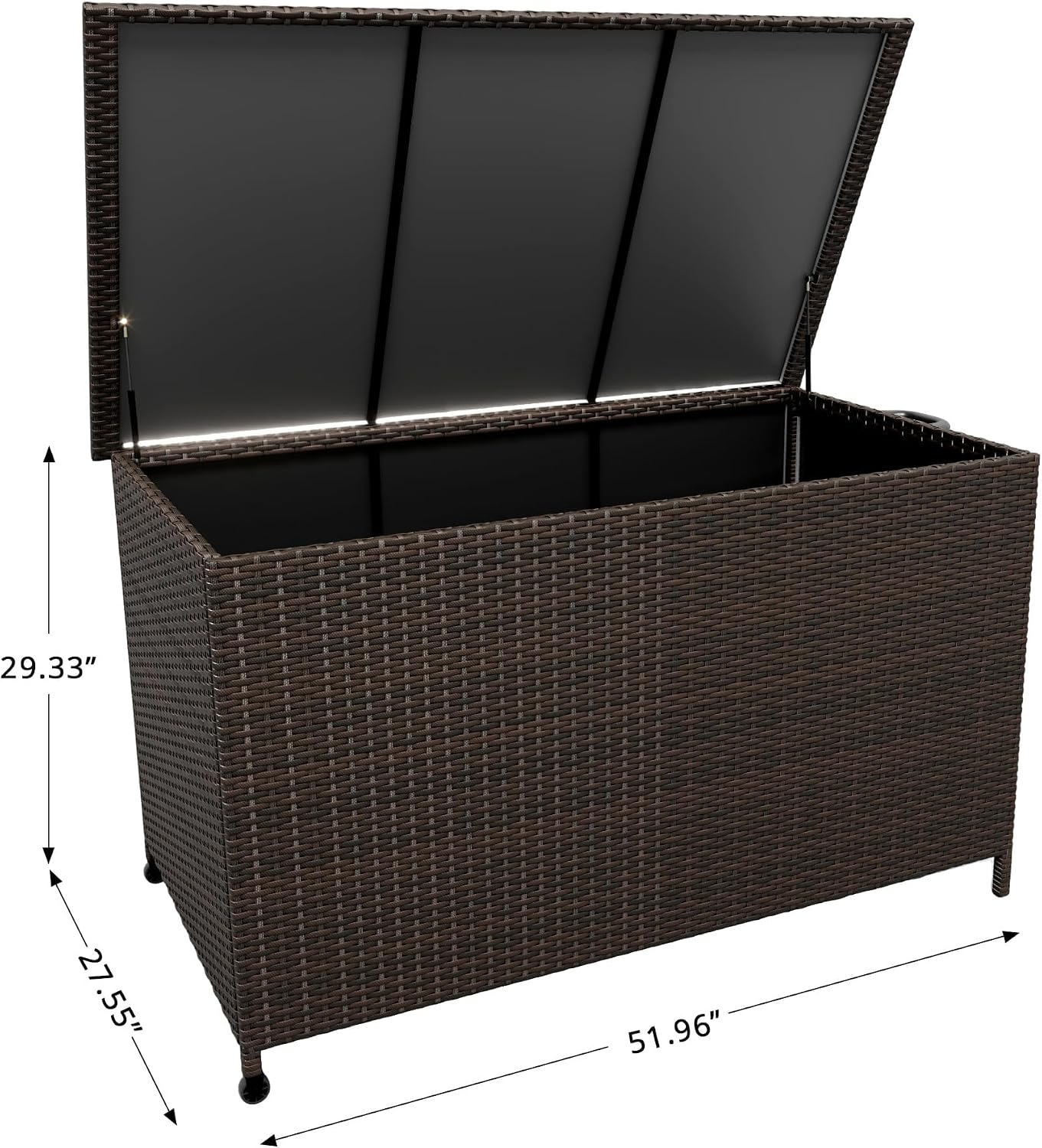 Wicker Deck Box, 185 Gallon All-Weather Outdoor Storage Box, Rattan Storage Bin for Patio Furniture, Outdoor Cushions, Pool Storage and Garden Tools, Brown