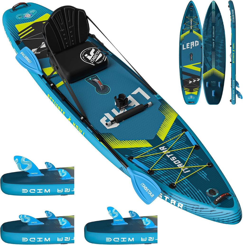 iTAOSTAR Lead 12' × 35' / 11' × 33' Stand Up Paddle Board Inflatable, Extar Wide SUP Board with 5 Fins Stable Design for Adults, Youth, All Skill Levels, Lakes, Oceans