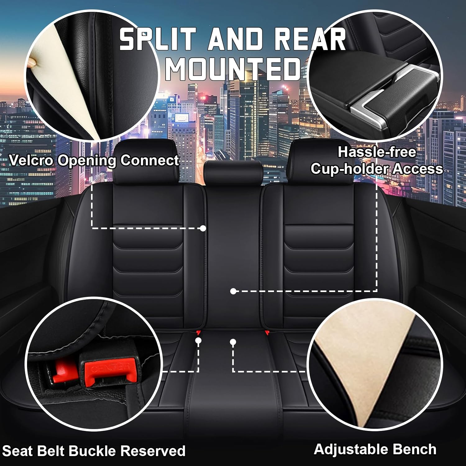 Car Seat Cover Full Set for Toyota Grand Highlander Seat Covers 2024-2025, Nappa Leather Waterproof Seat Covers For Cars, Airbag Compatible, Universal Automotive Seat Covers(Luxury Full Set/Black)