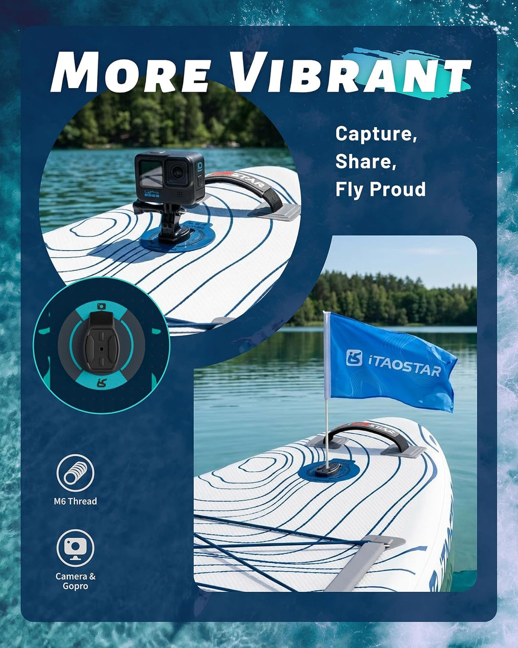 iTAOSTAR Adventure 12' × 35'/39' Inflatable Stand Up Paddle Board with Seat, Extra Wide SUP Board with 5 Fins Stable Design for Adults, Youth, All Skill Levels, Lakes, Oceans & Fishing