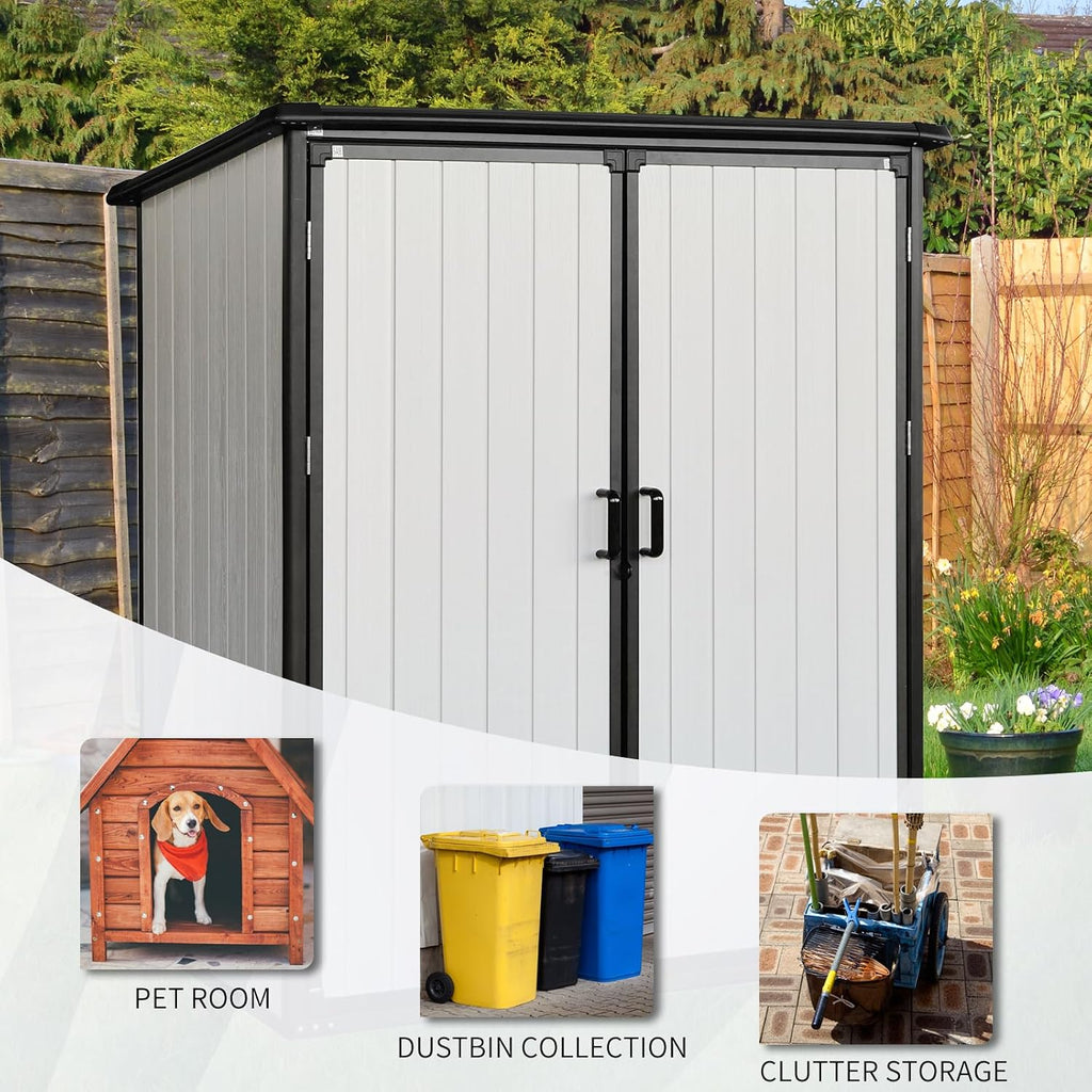 KEIKI 5x3 FT Outdoor Storage Shed Waterproof Resin Cabinet Polypropylene Frame with Lockable Doors for Bikes and Patio Furniture Tools